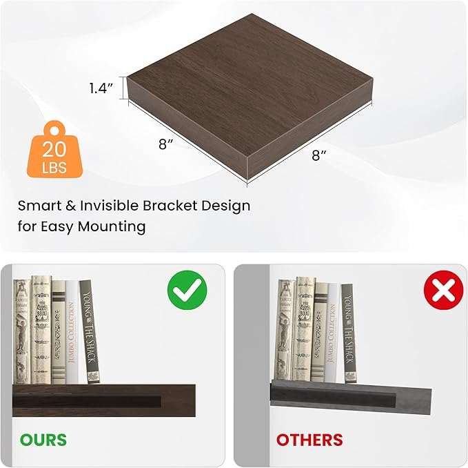 Square Floating Shelves for Wall, 7.5