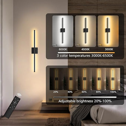 Wall Sconces Battery Operated, Wall Sconces 3000K-6000K Dimmable Rechargeable Wall Sconce with Remote Control, 350°Rotate LED Wireless Wall Lights for Living Room, Hallway, Bedroom(Black)