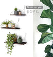 MITIME Floating Shelves Set of 3 Rustic Solid Wood Floating Shelf Wall Storage Shelves for Living Room, Bedroom, Bathroom, Kitchen Laundry, Office.no Drill Shelf.(Retro Color L+M+S)