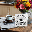 Vintage Coffee Bar Wooden Plaque Desk Sign, Farmhouse Wood Plaque Tabletop Decor for Cafe Bar Kitchen Office,Coffee Station Accessories 5.9x5.9Inch(Coffee- White02)
