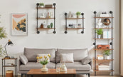YMYNY Industrial Pipe Ladder Shelf, 6-Tier Wall Mounted Bookcase with Metal Frame, 78.7