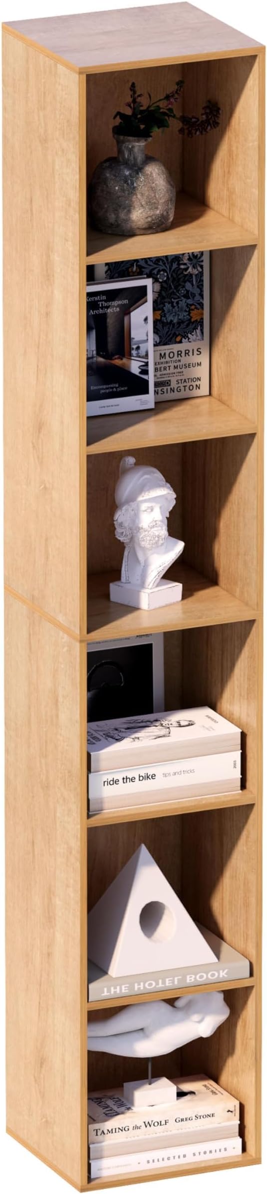 Cube Shelf,6 Cube Storage Organizer, 6 Tier Cube Low Bookcase Freestanding Storage Display Organizer, Six-Cubes Open Shelf Bookshelf for Home Office (Oak, 6-Cube)