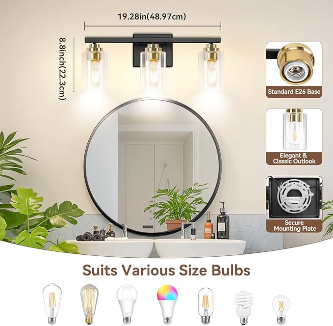 3-Light Bathroom Light Fixtures, 19