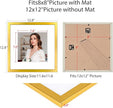 12x12 Picture Frame Set of 9, Display Pictures 8x8 with Mat or 12x12 without Mat, Multi Collage Gallery Square Photo Frames for Wall or Tabletop, Gold
