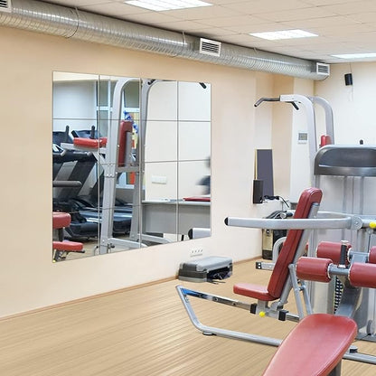 EVENLIVE® Gym Mirrors for Home Gym Wall Large, 16PCS Glass Wall Mirror Tiles, 12" Frameless Mirror Panels, Full Body Mirror Sticker, for Ceiling Candle Tray Wedding Centerpieces for Table,Crafts Set
