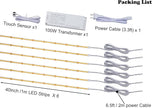 6 Pcs COB LED Strips Bright Dispaly Case Under Cabinet Light,Touch Sensor Dimmable LED, Bedrooms Bookshelf Wardrobes Cabinet Strip Lights (Warm White, 6 * 40inch LED Strips)