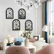 ZEXUIRU Set of 4 Arched Window Wall Mirror Rustic Farmhouse Accent Mirror Wood Framed Entry Wall Decoration for Living Room Bathroom Bedroom Kitchen