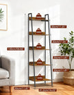 5-Tier Small Ladder Shelf with LED Lights, Touch & Remote Control, 3 Color Temperatures, Dimmable Tall Corner Standing Bookcase, Metal Wood Display Shelf for Living Room, Bedroom