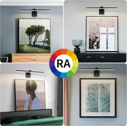 Black 23.6 Inch LED Dimmable Lights for Pictures On Wall Hard Wired Gallery Light Modern Artwork Wall Lamps, Warm White Picture Lights Art Display Light for Paintings Portrait