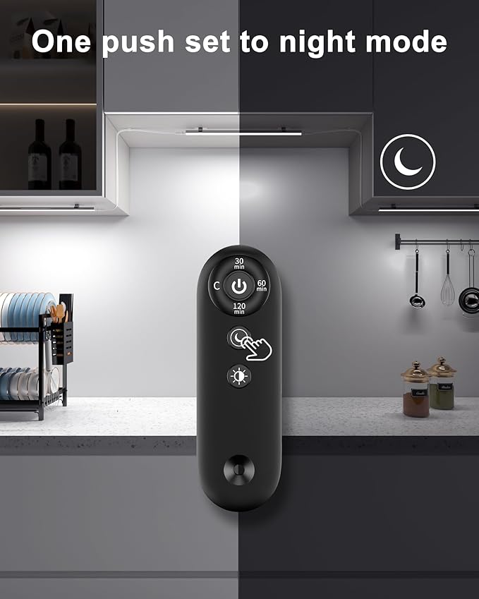 Remote Control Under Cabinet Led Light Plug in, Dimmable Daylight White 4500K, 3 Pack 12 inch Linkable Under Counter Lights for Kitchen Upgrade ETL Listed Plug 24V, UNO-LK 4500K
