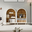 3-Tier Arched Bookcase,Modern Low Short Bookshelf,Small Wood Open Display Shelf,Arched Storage Cabinet for Living Room,Bedroom,Home Office,White