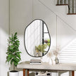 Black Irregular Wall Mirror Asymmetrical Bathroom Mirror Metal Framed Mirrors Decorative Bedroom Living Room Vanity Entryway 26''x18''