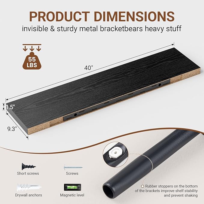 Heimlove 40 Inches Floating Shelves for Wall,9.3