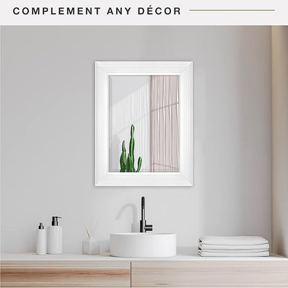 MCS 15 x21 Inch Wall Mirror, 21x27 Inch Overall Size, White (20450)