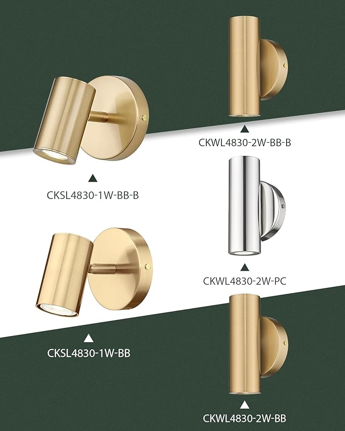 Gold Wall Sconce, Modern Wall Light Fixture, LED Track Lighting with GU10 Bulb for Bedroom Entryway Bathroom Kitchen, SL4830-1W-BB