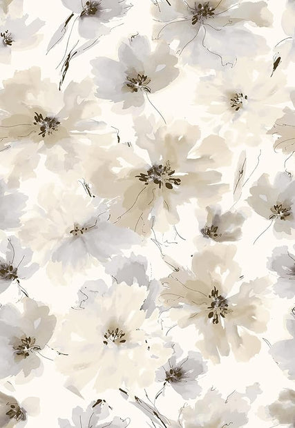 Floral Peel and Stick Wallpaper, Beige Yellow Watercolor Flower Contact Paper Peel and Stick for Bedroom Bathroom, Vintage Removable Waterproof Self Adhesive Wall Paper 800 x 17.3in, 96.2 sq.ft