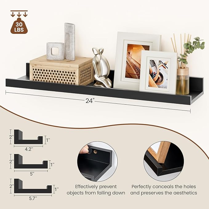 Heimlove Floating Shelves Set of 6, 24