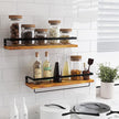 Floating Shelves for Wall, Bathroom Shelves with Towel Bar, Wall Mounted Storage Shelves for Kitchen, Bathroom, Set of 2 Carbonized Black