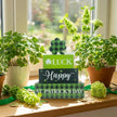 St. Patrick's Day Decorations, 4 Pcs Wooden St. Patrick's Day Table Decorations, Shamrock Tiered Tray Decor, Wooden Table Sign for Desk Shelf Mantel Centerpiece, Indoor Home Decor