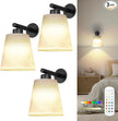 Battery Operated Wall Sconce Set of 2,Gold Rechargeable Wall Lights with Lampshade Dimmable RGB Bulbs and Remote,15 Colors Wireless Wall Lamps for Bedroom Living Room (Black-3P)