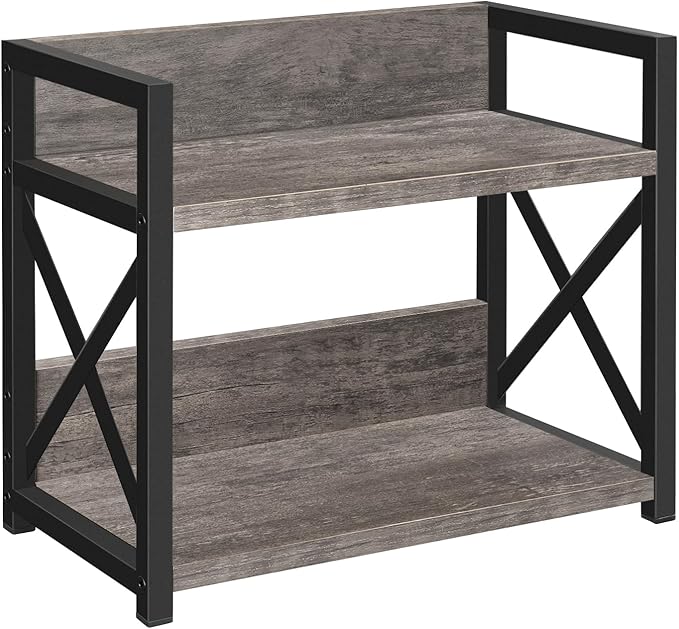 YINMIT Countertop Shelf Organizer,Coffee Bar Accessories,Spice Rack,Coffee Counter Shelf,2 Tier Coffee Organizer Station for Mugs,Cups,Cream,Syrup(Rusti Grey, Small)