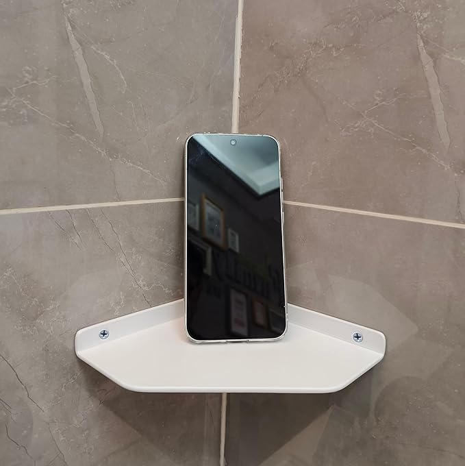 6 Inch White Floating Corner Shelf Wall Mounted, Triangle Decorative Shelf for Home, Bathroom, Phone & Small Items