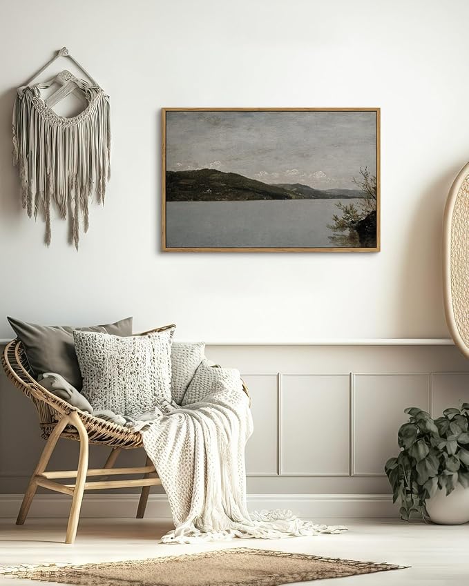 InSimSea Framed Canvas Wall Art Vintage Decor, Classical Landscape Paintings Artwork, Large Prints, Vintage Nature Decor, Retro Wall Decoration for Bedroom Living Room Bathroom, 16