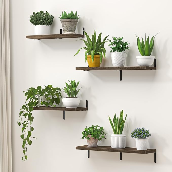 Marsmiles Extra Wide Floating Shelves for Wall, 48x8 Inch Natural Wood Grain Bookshelves, Heavy Duty Mounted Shelving for Bathroom, Kitchen, Living Room, Bedroom,Set of 2，Walnut