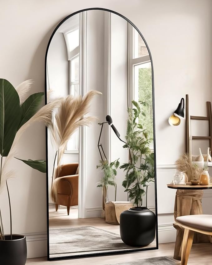 Arched Full Length Mirror, Floor Mirror with Stand, 71
