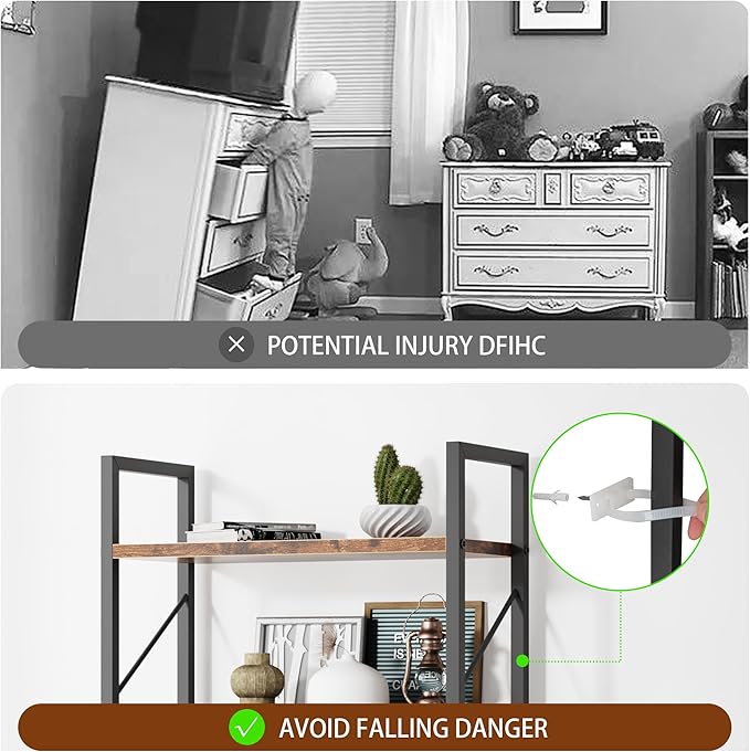 Shintenchi 5 Tiers Bookshelf, Classically Tall Bookcase Shelf, Industrial Book Rack, Modern Book Holder in Bedroom/Living Room/Home/Office, Storage Rack Shelves for Books/Movies-Rustic Brown