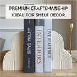 Concrete Bookends Decorative for Heavy Books - Aesthetic Boho Style Set of 2, White Decorative Bookends for Shelves, Office Boho Decor, Home Decor, or Library Decor (Cream White)