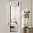 Arched Full Length Door Mirror 14x48, Metal Frame with Protective Film, No-Drilling Hanging or Wall Mount, Hooks & Hardware Included, Full Body Mirror for Bedroom, Dorm, Black