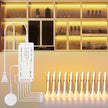 JUSJUBR LED Shelf Lights, 16.4ft Dimmable Cuttable COB LED Strip Lights, Warm White 3000K, Under Shelf Lighting for Bookshelf, Display Cabinet, Closet, Kitchen and Pantry
