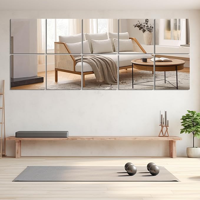 Vlush Home Gym Mirror Tiles 11'' x 11'' x 8PCS Full Body Mirror Full Length & Wall Mounted Mirrors Decorative for Home Gym, Door, Bedroom & Bathroom