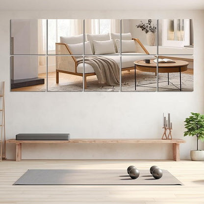 Vlush Home Gym Mirror Tiles 11'' x 11'' x 8PCS Full Body Mirror Full Length & Wall Mounted Mirrors Decorative for Home Gym, Door, Bedroom & Bathroom