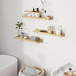 RICHFOCUS Floating Shelves for Wall, 24 inch Solid Wood Picture Ledge Shelf for Wall Storage, Nursery Book Shelves with Lip for Living Room Bathroom Bedroom Kitchen, Set of 3, Natural
