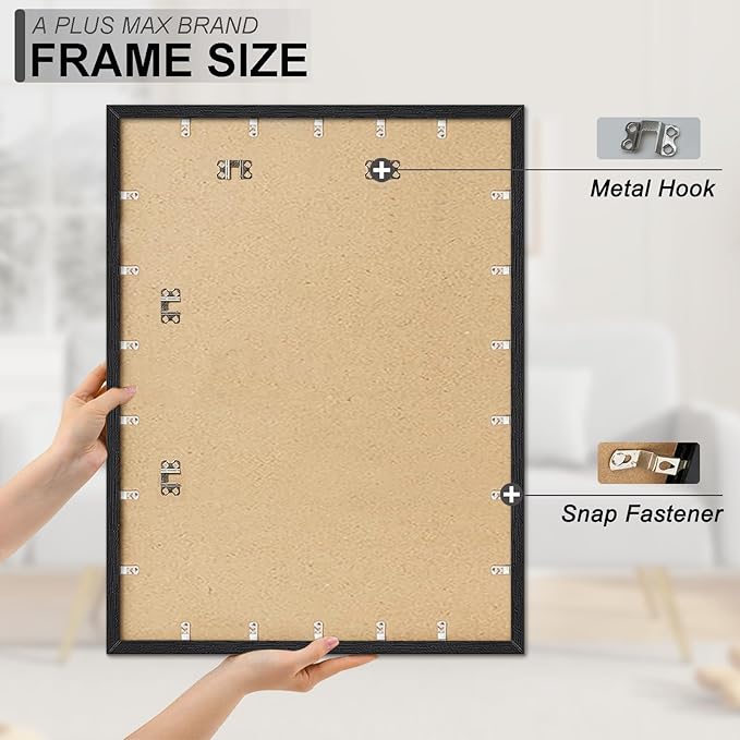 A PLUS MAX 30x40 Picture Frame, Black Engineered Wood Frame for 30 x 40 Inch Picture Poster Photo, Light Weight 30 by 40 Frame with Wood-grain for Wall - 1 Pack/Black/30 x40