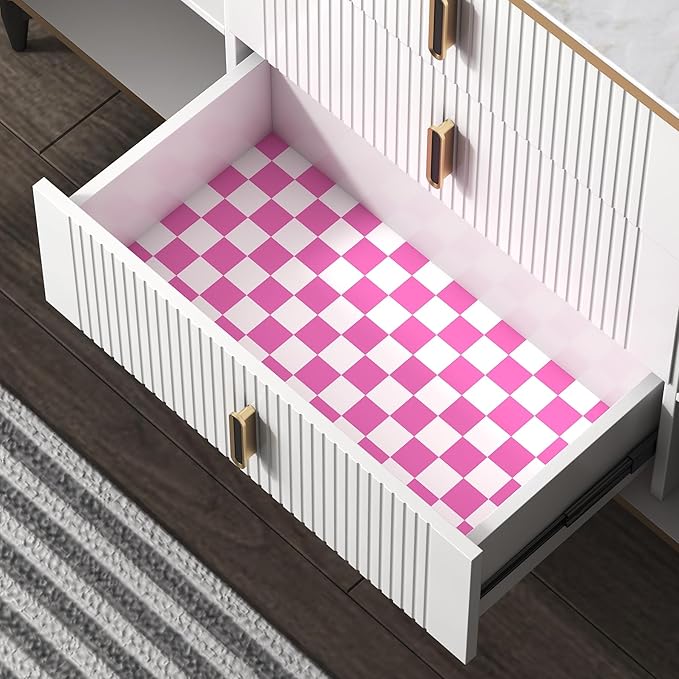 Modern Peel and Stick Wallpaper Pink and White Mosaic Checkered Contact Paper 17.7