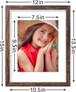 Vittanly 11x14 Picture Frames Set of 9, Shatter Resistant Plexiglass, Display 8x10 Pictures with Mat or 11x14 without Mat, Photo Frames for Wall or Tabletop, Engineered Wood, Brown