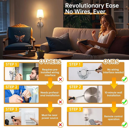 Battery Operated Wall Sconces Set of 2, 80H Usage Time 22.6" Rechargeable Wall Light with Dimmable Bulb, 12 Colors Wall Sconce for Bedroom Living Room, Silver