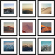 Wiscet 12x12 Picture Frame Set of 9, Gallery Wall Frame Set Display Pictures 8x8 with Mat or 12 x 12 Without Mat, Square Collage Picture Frames for Wall, Black