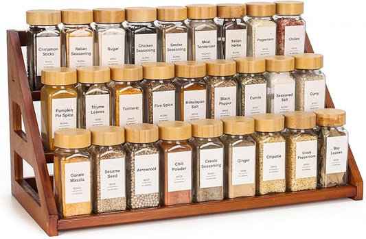 Bamboo 3 Tier Spice racks, Kitchen Seasoning Spices Rack, Spice Organizer, Suitable for Spice Organizers Such as Sitchen Countertops, Stoves, Sorage Rooms (XXL)