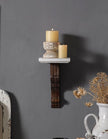 SOFE Small Wood Floating Shelf 12 Inches Tall, Farmhouse Wood Shelf for Wall, Decorative Rustic Candle Holder Shelf, White & Brown, Living Room, Bedroom, Dining Room Decor