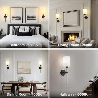 Battery Operated Wall Sconce Set of Two,Wireless Rechargeable Wall Light With Remote Control, Dimmable, 1800K/3000K/4000K/6000K/RGB, Timer, for Living Room, Bedroom, Fireplace, TV, 26.8 Inch, Black