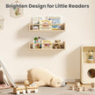 upsimples 2 Pack Nursery Book Shelves, 15.7 Inch Floating Bookshelves for Wall, Baby Nursery Decor, Small Solid Wood Wall Mounted Shelves for Baby Kids Boys Girls, Natural