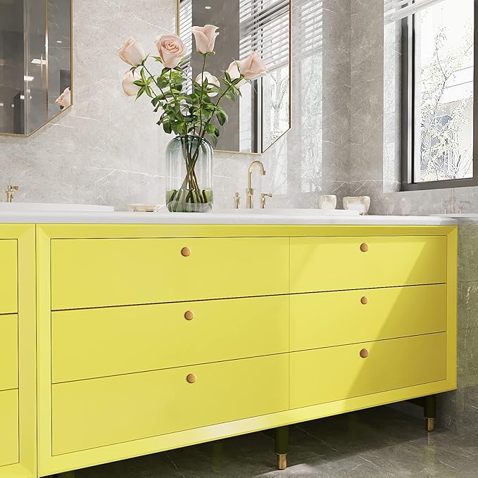 VEELIKE 15.7''x118'' Matte Lemon Yellow Peel and Stick Wallpaper Solid Yellow Contact Paper Waterproof Self Adhesive Removable Decorative Vinyl Film for Bedroom Bathroom Kitchen Cabinets Walls Drawers