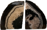 JIC Gem Agate Bookend(s) Black Bookshelf Decor geode bookends 1 Pair 3to 4 Lbs from Brazilian with Rubber Bumpers for Office and Home Decoration