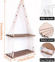 Boho Wall Hanging Shelves Macrame Floating Plant Photos Wood Shelf for Bedroom Living Room Apartment Decor (Black)
