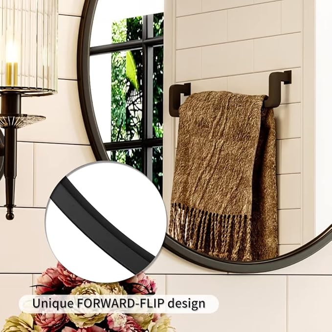 Growsun 20'' Black Round Mirror, Circle Wall Mirror for Bathroom Vanity, Entryway Living Room with Metal Frame for Home Decor