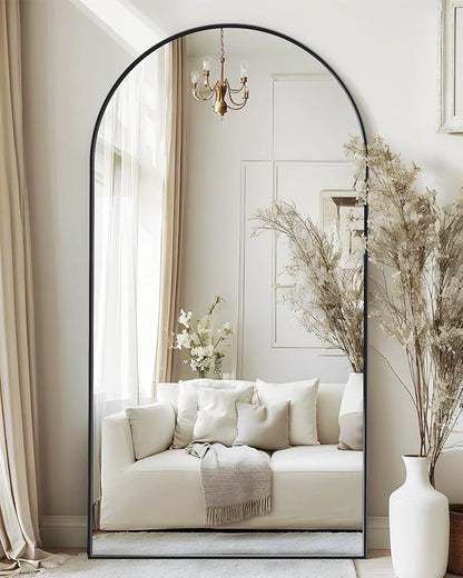 Antok Arched Full Length Mirror, 76"x34" Black Metal Frame Floor Mirror for Bedroom Living Room, Freestanding/Wall Mount/Leaning